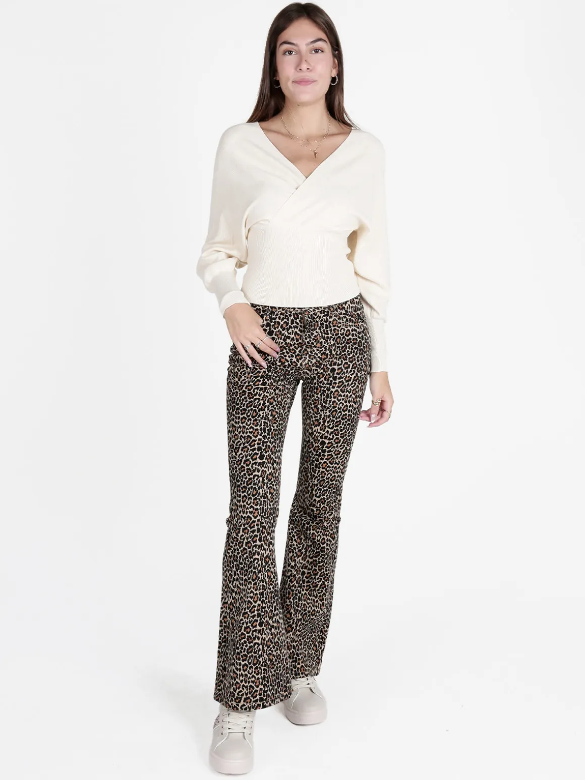 Vestella Pantaloni donna maculati slim fit a zampa