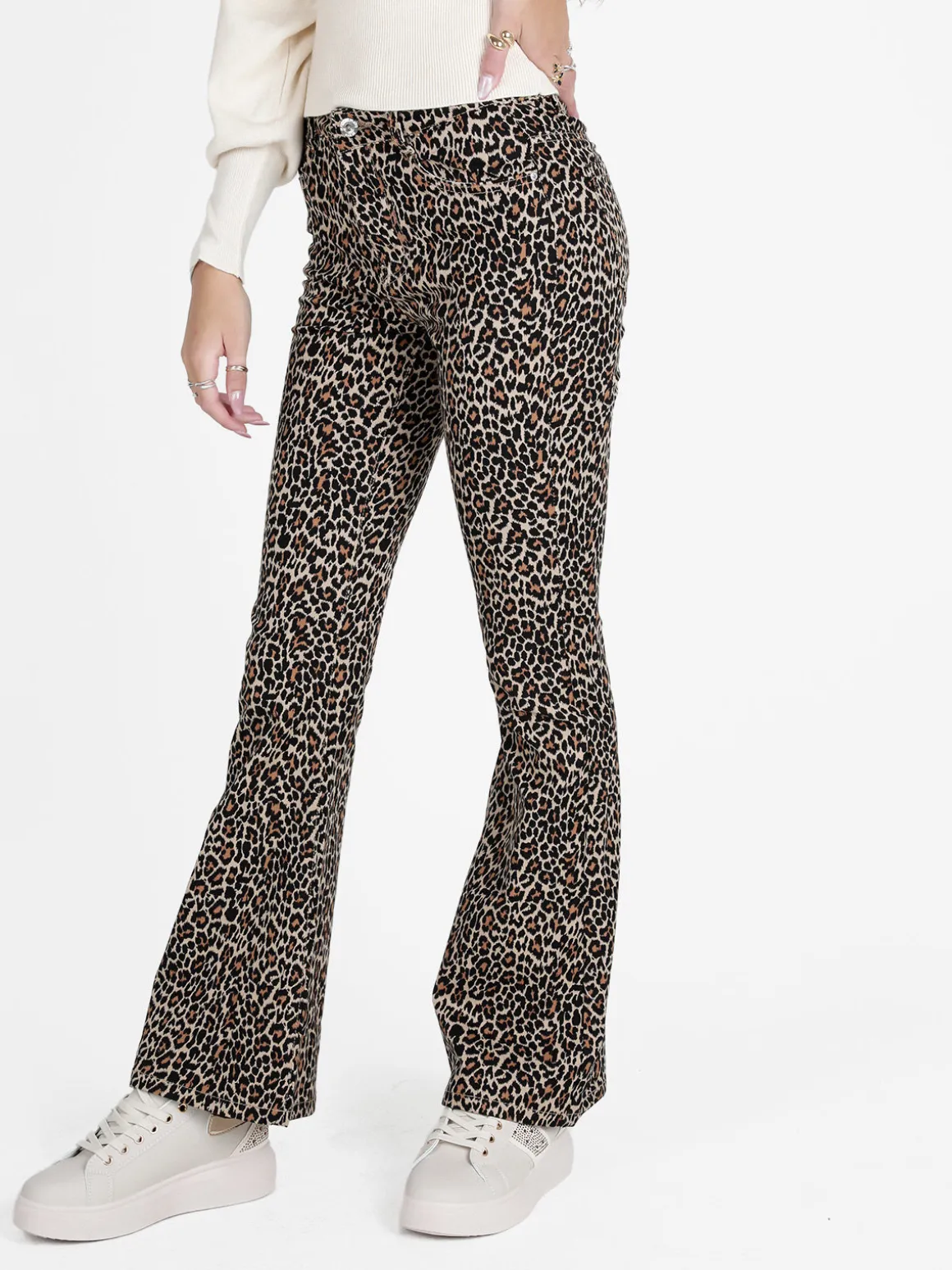 Vestella Pantaloni donna maculati slim fit a zampa