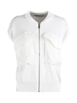Vicbee Maglia donna senza maniche con zip e tasche