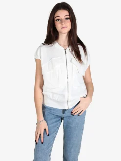 Vicbee Maglia donna senza maniche con zip e tasche