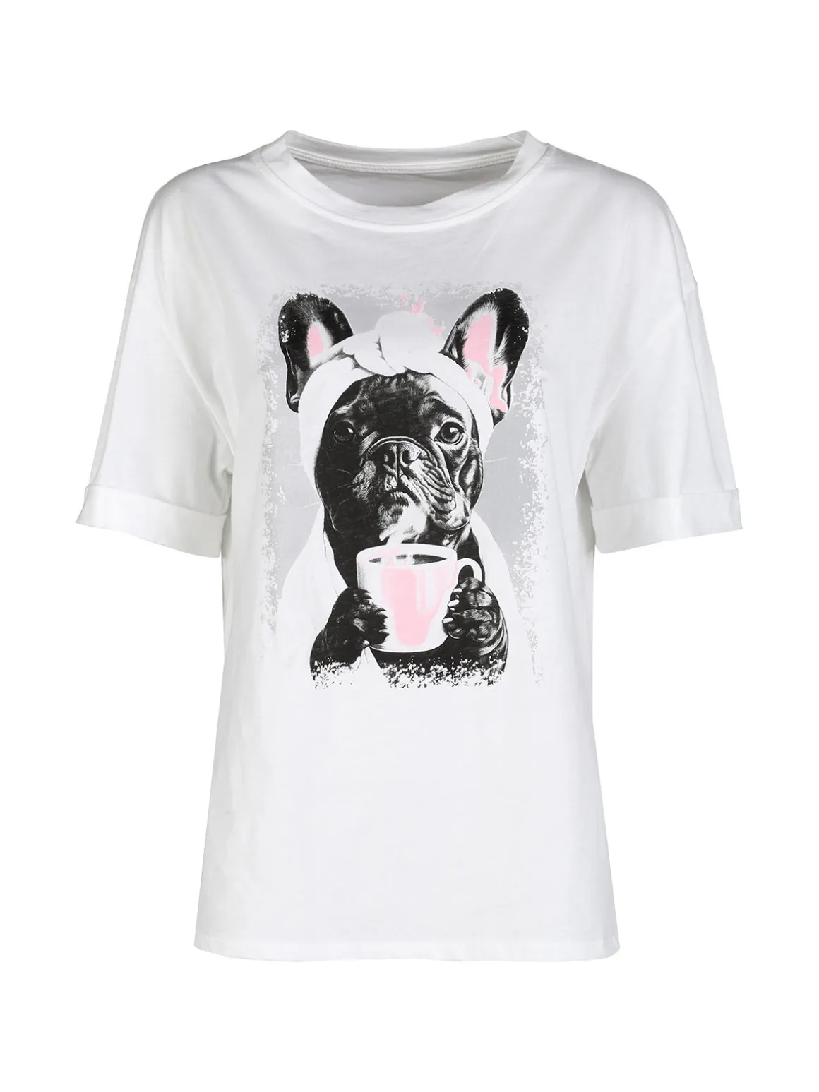 Vicbee T-shirt donna oversize in cotone con stampa