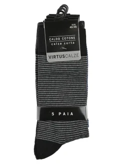 Virtus Confezione da 5 paia di calze da uomo a righe sottili - assortito