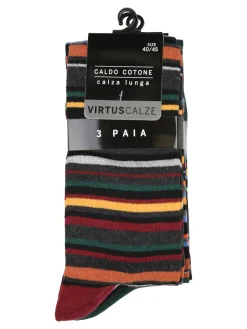 Virtus Confezione da 3 paia di calze lunghe uomo a righe - assortito