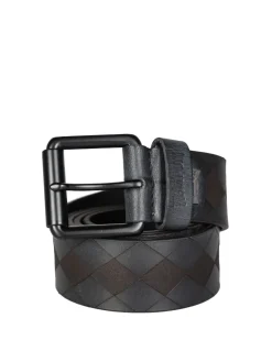 Wampum Cintura in pelle da uomo con fantasia geometrica