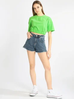 W.Angel Felpa donna cropped manica corta