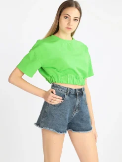 W.Angel Felpa donna cropped manica corta