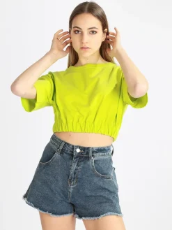 W.Angel Felpa donna cropped manica corta