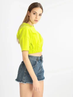 W.Angel Felpa donna cropped manica corta