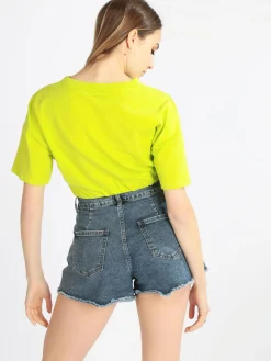 W.Angel Felpa donna cropped manica corta