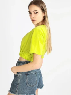 W.Angel Felpa donna cropped manica corta