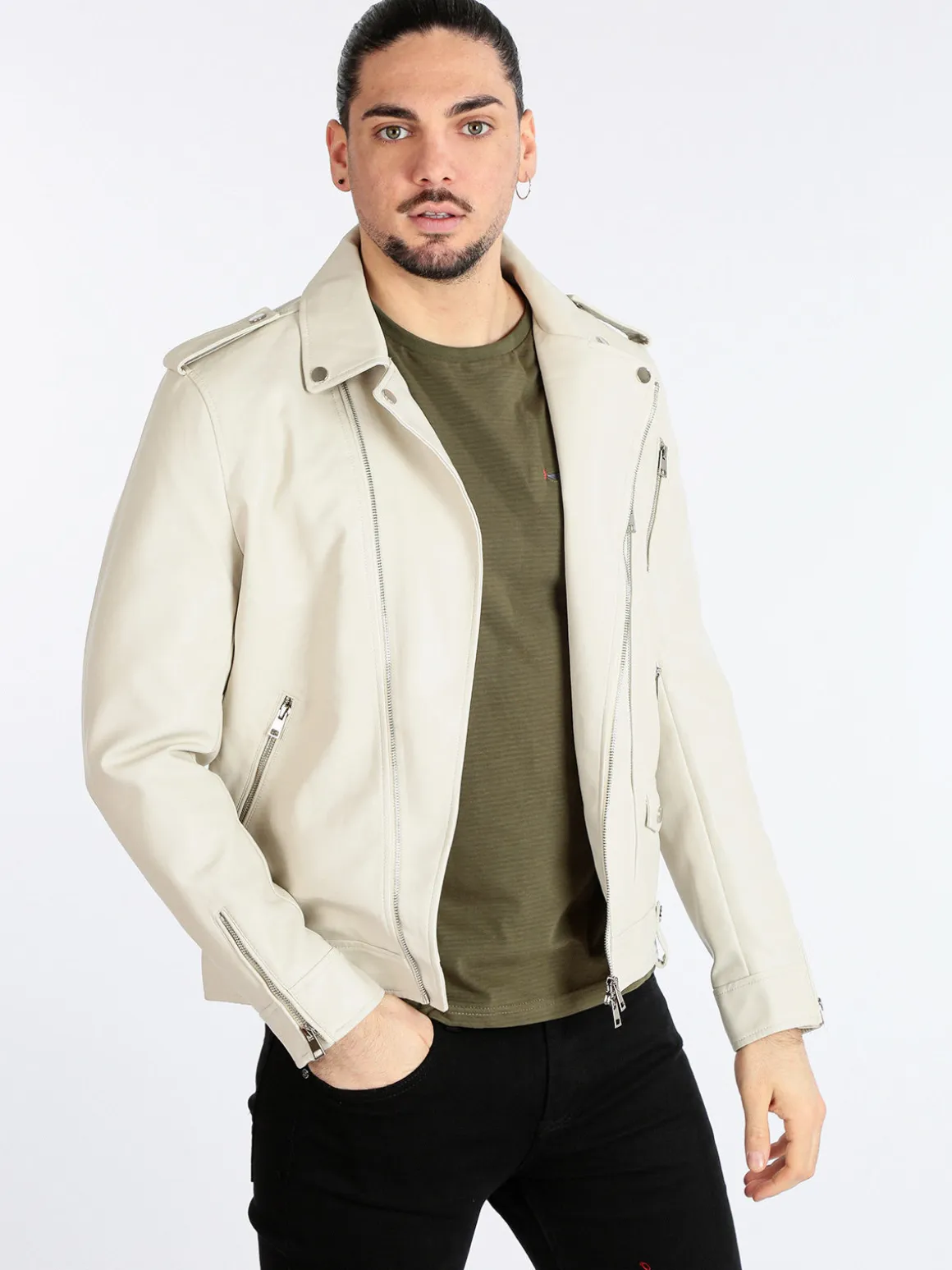 Warren Webber Giacca biker da uomo in ecopelle