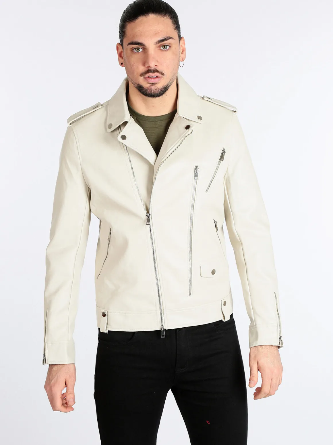 Warren Webber Giacca biker da uomo in ecopelle