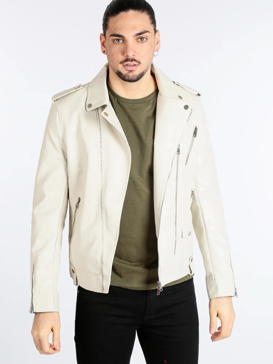 Warren Webber Giacca biker da uomo in ecopelle