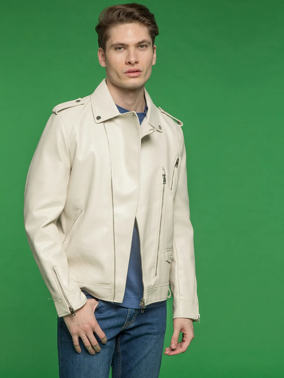 Warren Webber Giacca biker da uomo in ecopelle