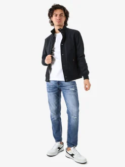 Warren Webber Giacca impermeabile da uomo con bottoni - blu scuro