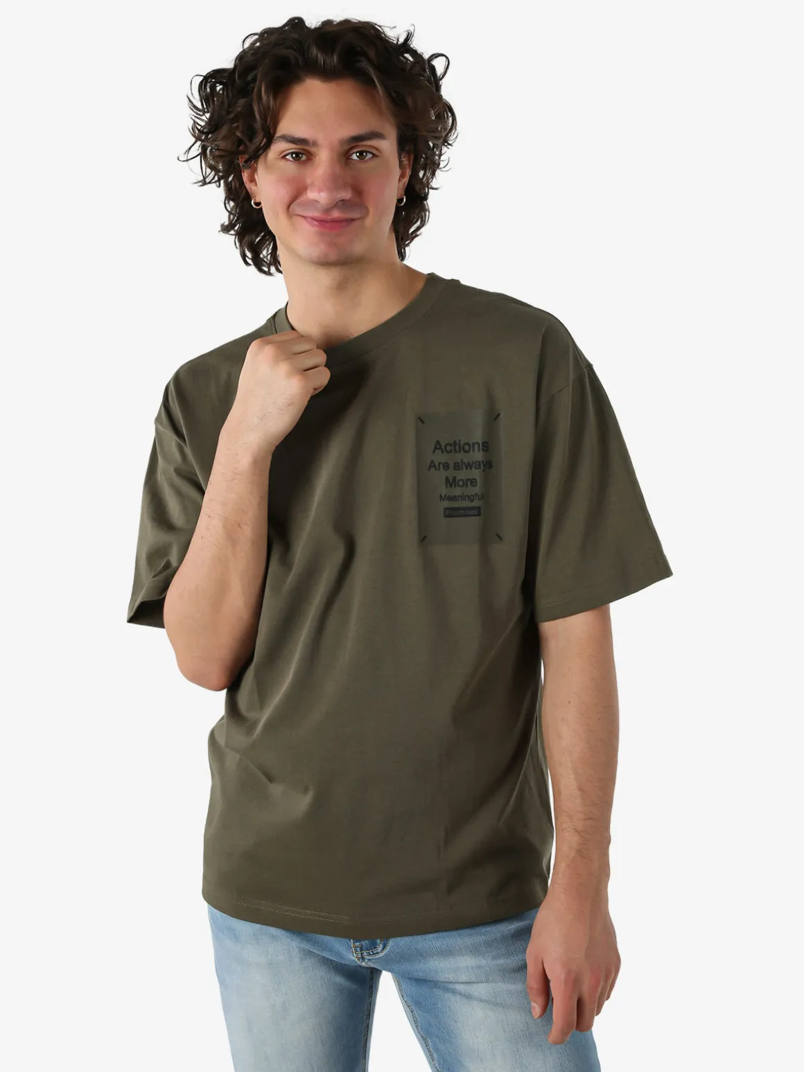 Warren Webber T-shirt oversize da uomo in cotone - militare