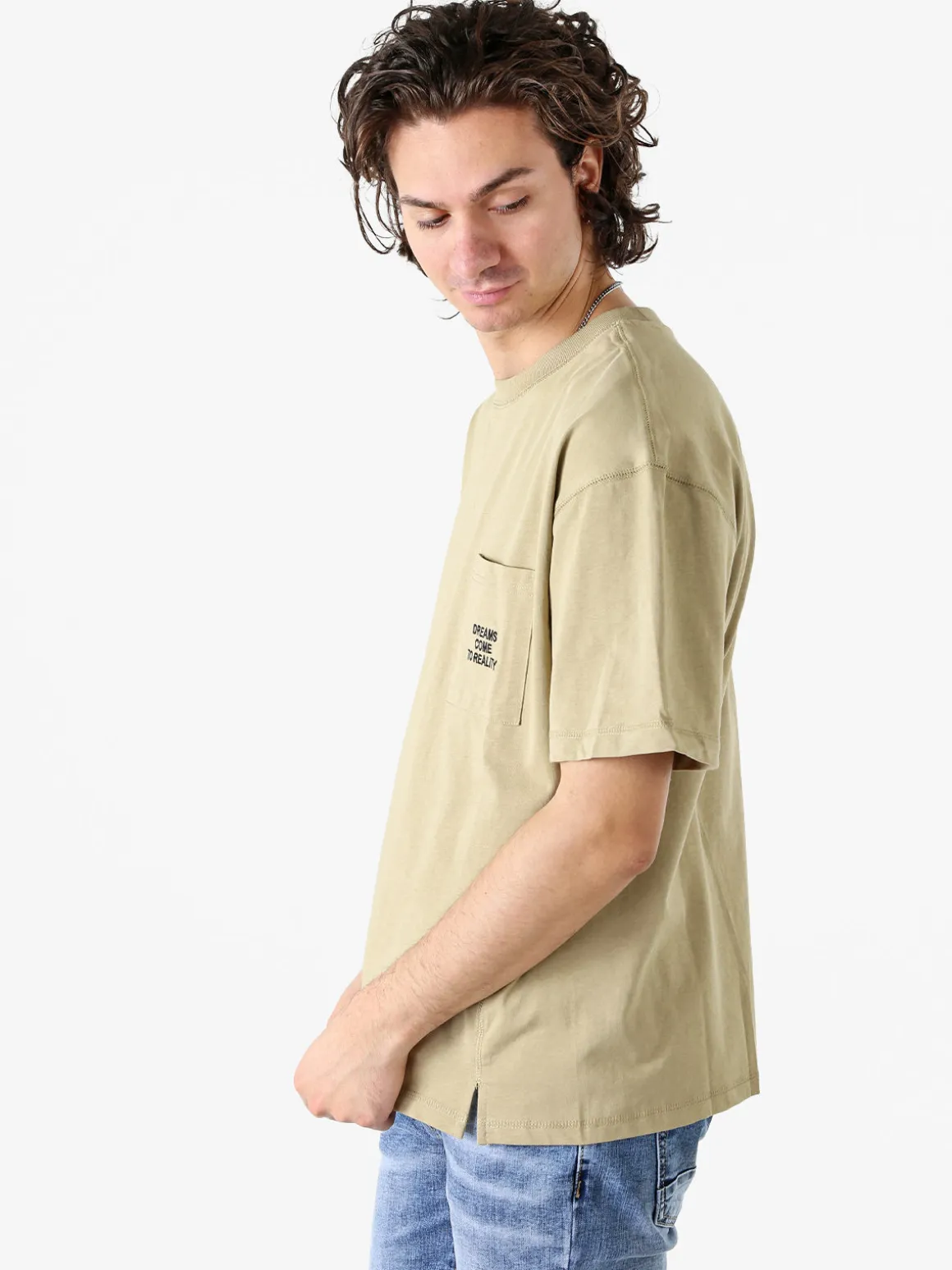 Warren Webber T-shirt oversize da uomo in cotone - khaki