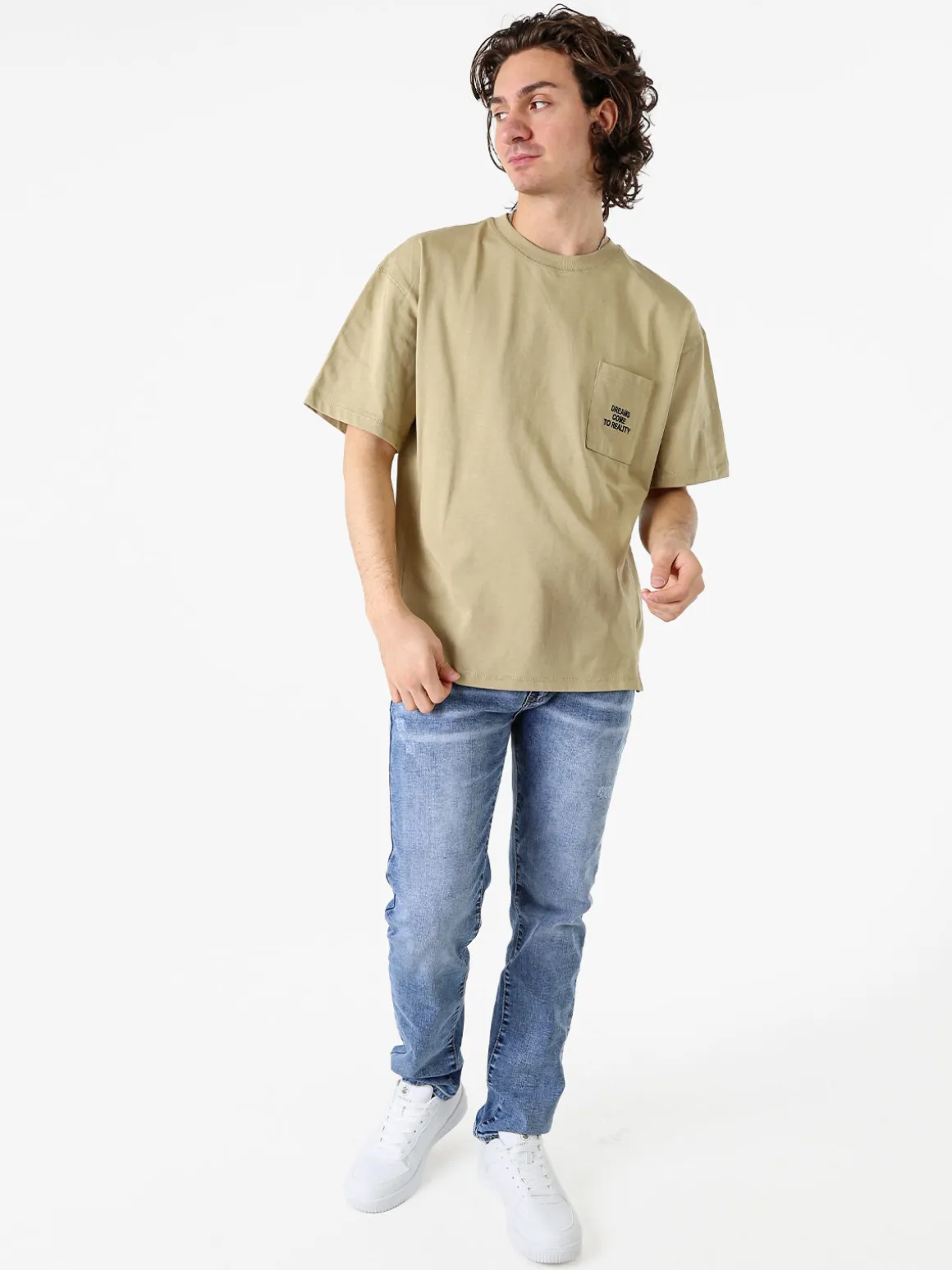 Warren Webber T-shirt oversize da uomo in cotone - khaki