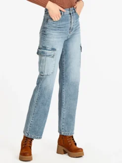 Water Jeans Jeans donna a gamba larga con tasconi