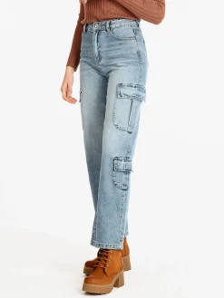 Water Jeans Jeans donna a gamba larga con tasconi