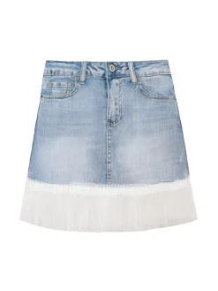 Water Jeans Minigonna in jeans con tulle