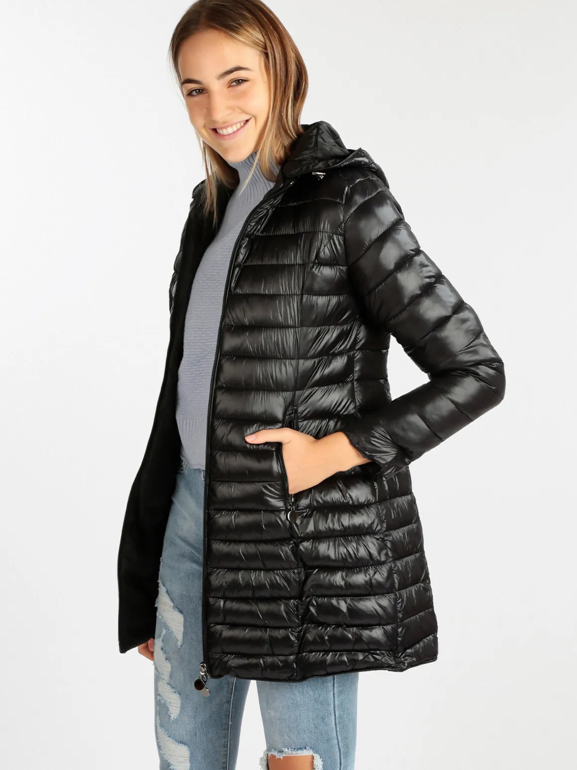 W Collection Piumino leggero da donna con cappuccio