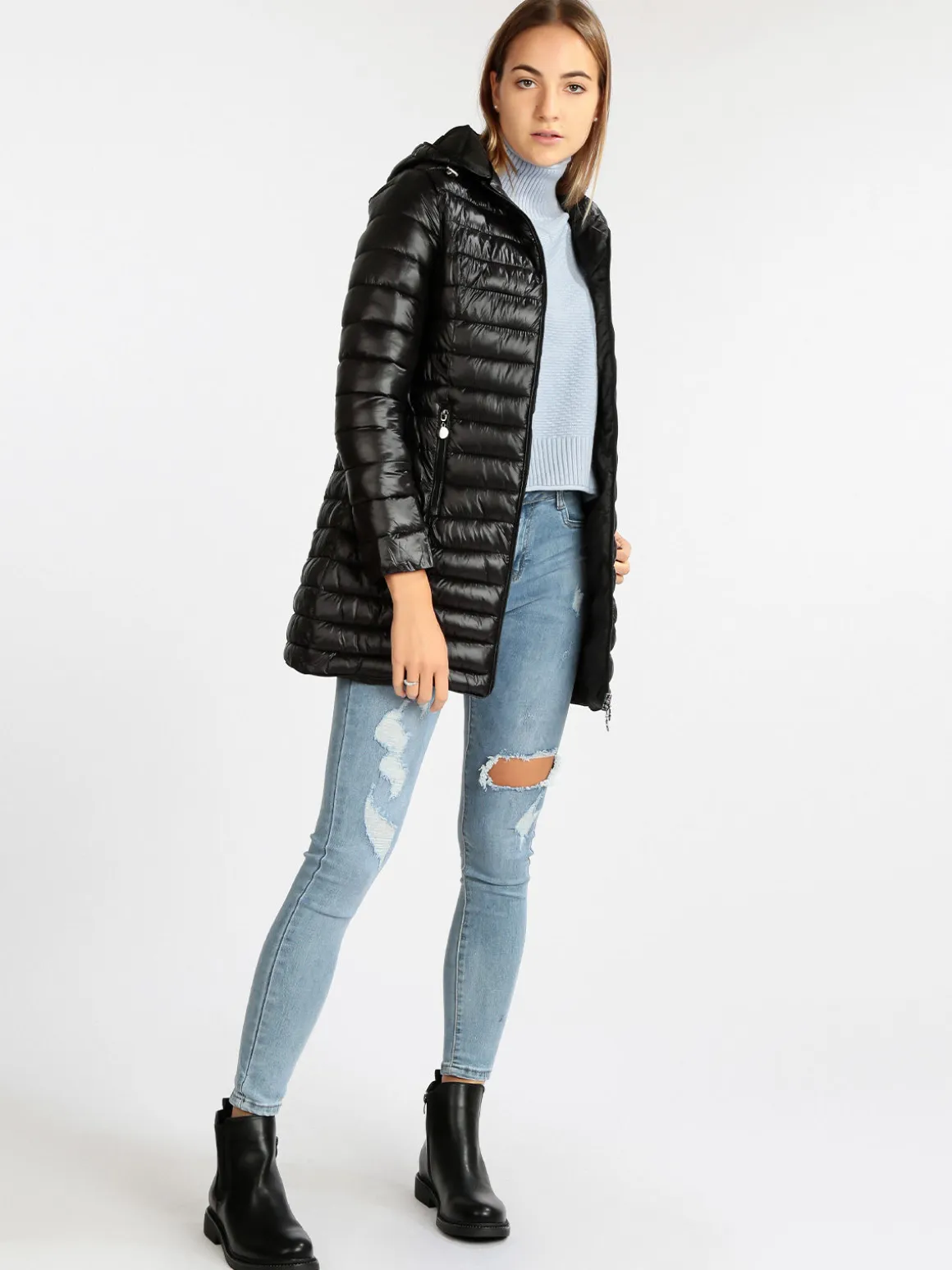 W Collection Piumino leggero da donna con cappuccio