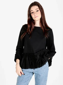 Wendy Trendy Maglia donna oversize con bordo finale a palloncino