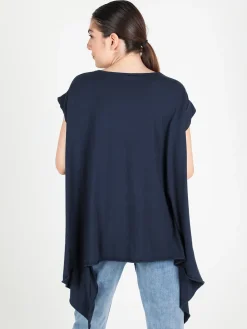 Wendy Trendy Maxi t-shirt donna asimmetrica in cotone