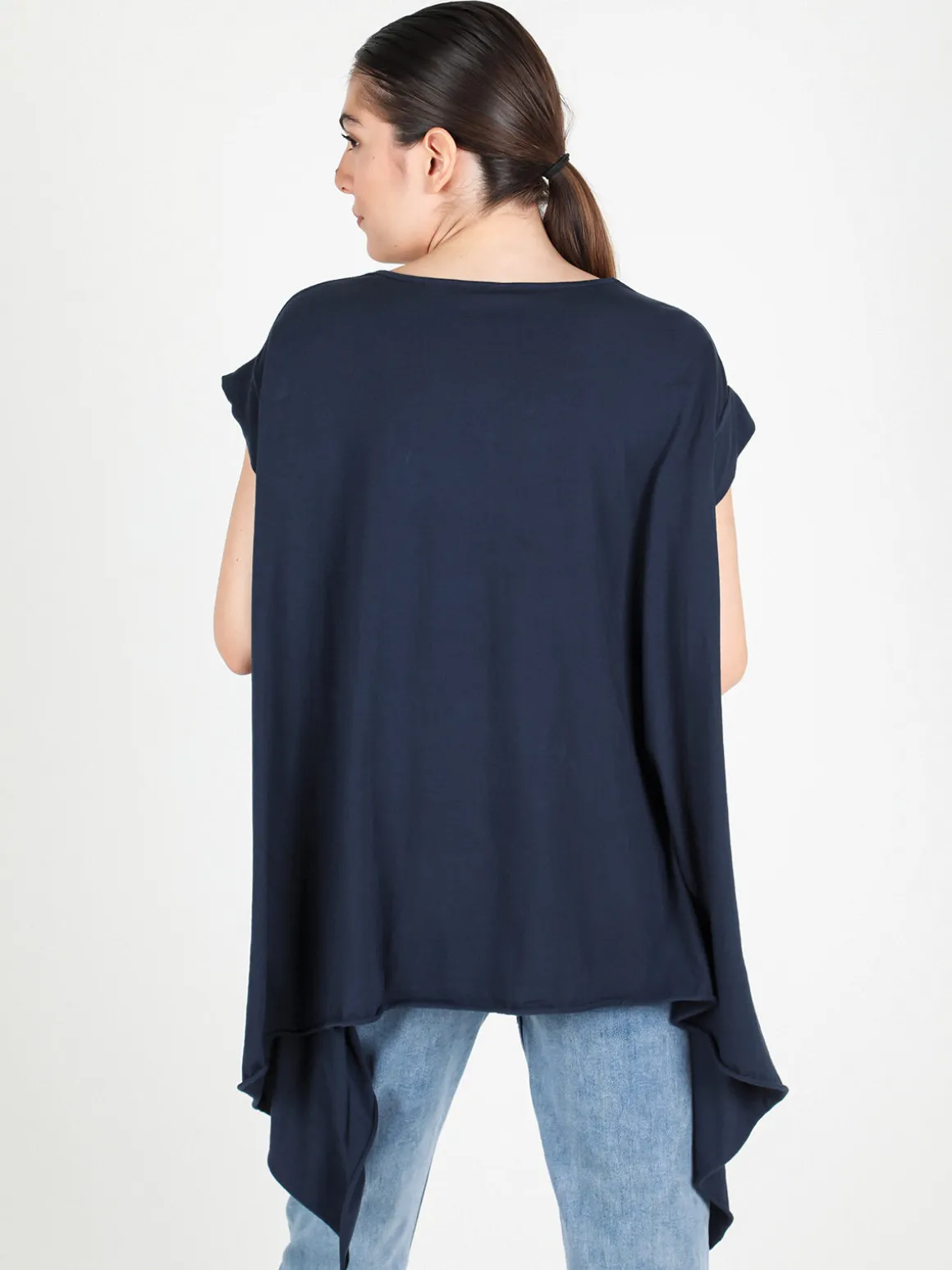 Wendy Trendy Maxi t-shirt donna asimmetrica in cotone