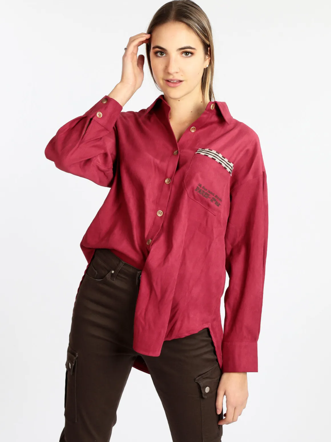 Wiya Camicia donna oversize con taschino