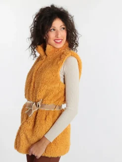 Wiya Gilet peloso con cintura