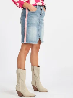 Wiya Gonna corta in jeans sfrangiata