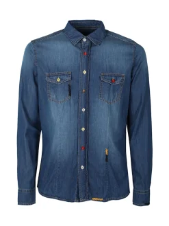 X-Cape Camicia in jeans da uomo con bottoni colorati
