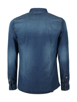 X-Cape Camicia in jeans da uomo con bottoni colorati