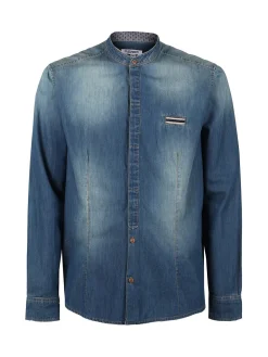 X-Cape Camicia in jeans da uomo con colletto alla coreana