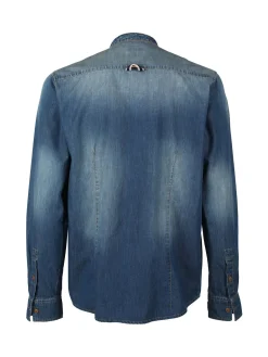 X-Cape Camicia in jeans da uomo con colletto alla coreana