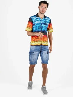 X-Cape Camicia uomo a maniche corte con stampa e scollo a V