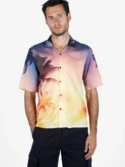 X-Cape Camicia uomo a maniche corte con stampa e scollo a V