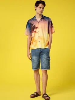 X-Cape Camicia uomo a maniche corte con stampa e scollo a V