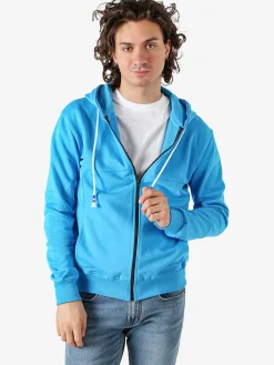 X-Cape Felpa da uomo con cappuccio e zip in cotone - azzurro