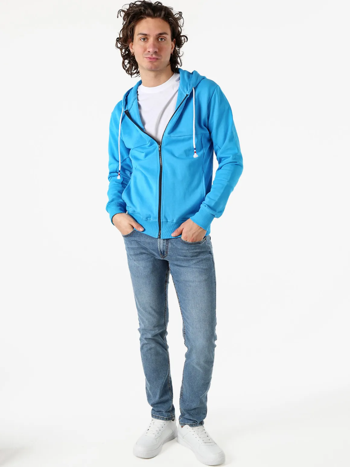 X-Cape Felpa da uomo con cappuccio e zip in cotone - blu