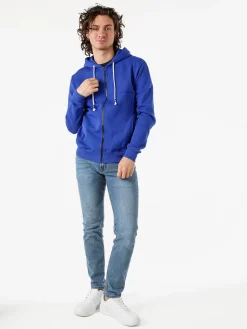 X-Cape Felpa da uomo con cappuccio e zip in cotone - blu