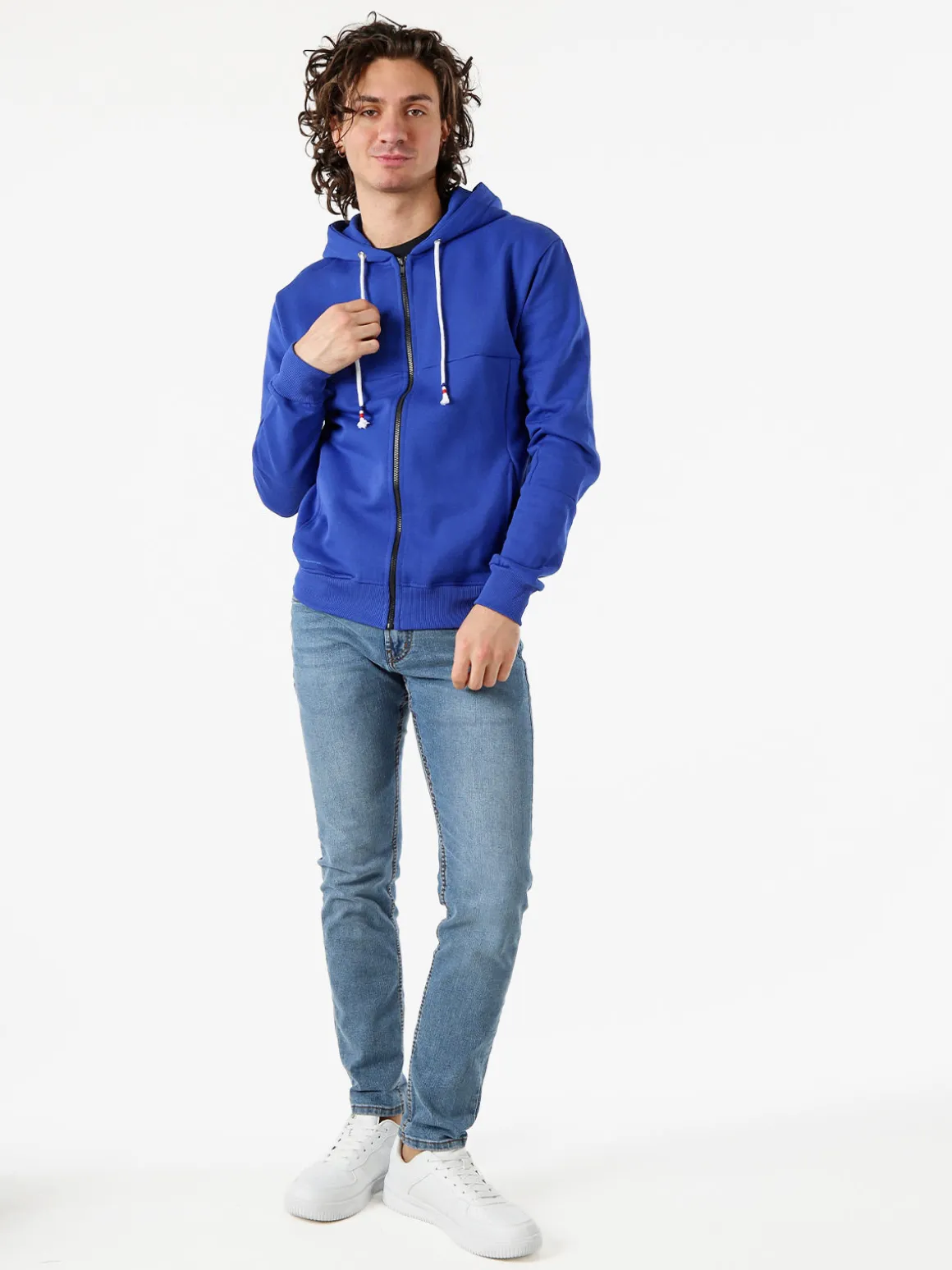 X-Cape Felpa da uomo con cappuccio e zip in cotone - blu