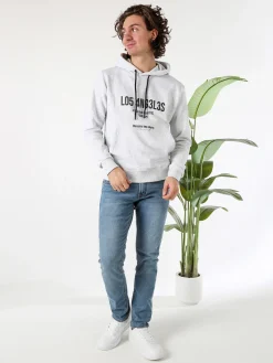 X-Cape Felpa da uomo in cotone con cappuccio e stampa scritta - grigio
