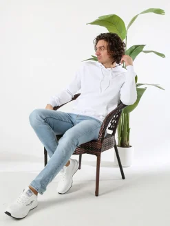 X-Cape Felpa da uomo in cotone con cappuccio - bianco