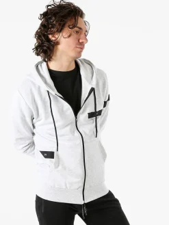 X-Cape Felpa da uomo in cotone con cappuccio e zip - grigio chiaro