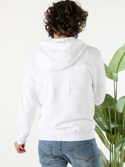 X-Cape Felpa da uomo in cotone con cappuccio e zip - bianco