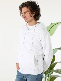X-Cape Felpa da uomo in cotone con cappuccio e zip - bianco