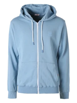 X-Cape Felpa da uomo in cotone con cappuccio e zip - azzurro